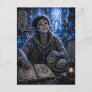 Zufriedenheit / Hausmeister / Heilige Bibliothek Postkarte