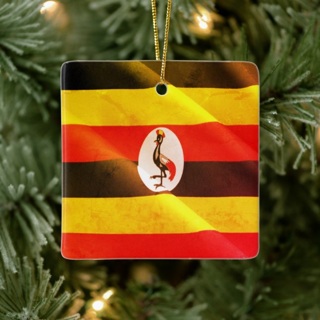 zUG002 UGANDA, Waving Flag. Afrika, Keramikornament (Baum)