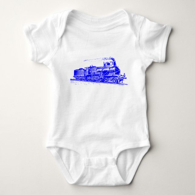 Zug 03 - Blau Baby Strampler (Vorderseite)