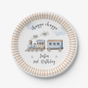 Zug 2. Geburtstag Chugga zwei Teller Papier