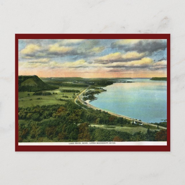 Zug am Pepin-See, Minnesota Vintag Postkarte (Vorderseite)