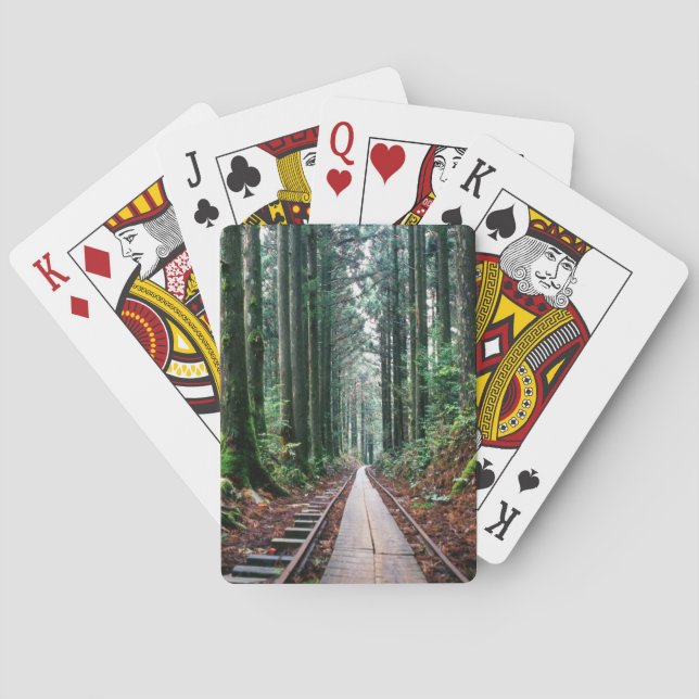 Zug-Bahnen im Wald Spielkarten (Rückseite)