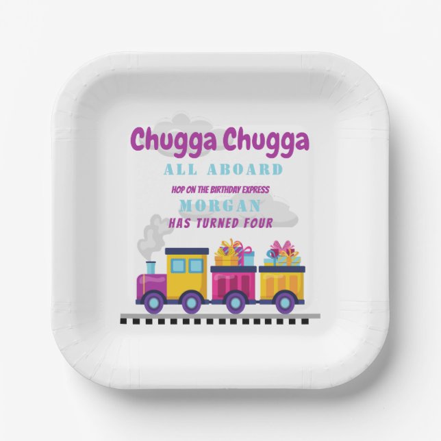Zug Chugga Choo Cartoon jedes Lebensalter Pappteller (Vorderseite)