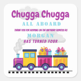 Zug Chugga Choo Cartoon jedes Lebensalter Quadratischer Aufkleber