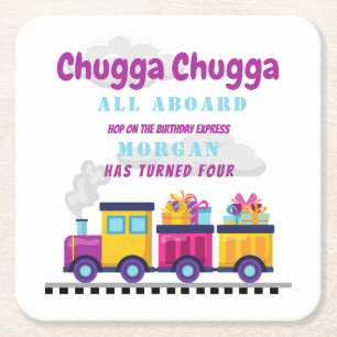 Zug Chugga Choo Cartoon jedes Lebensalter Rechteckiger Pappuntersetzer