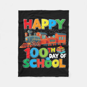 Zug Eisenbahn Glücklich 100. Schultag Kinder Junge Fleecedecke