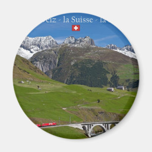 Zug-Fahrt durch die Schweizer Alpen Magnet