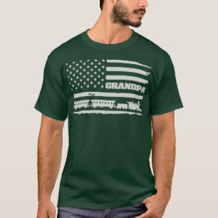 Zug Großpa amerikanische Flagge USA T-Shirt
