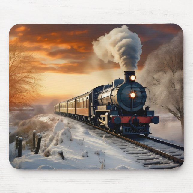 Zug im Winter Abend Mousepad (Vorne)