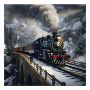 Zug in Bergen Fotodruck