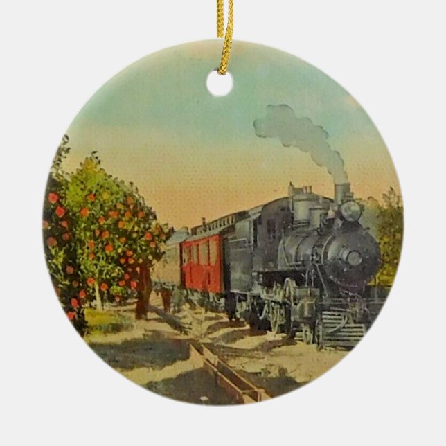 Zug in den Orange Groves Keramik Ornament (Vorne)