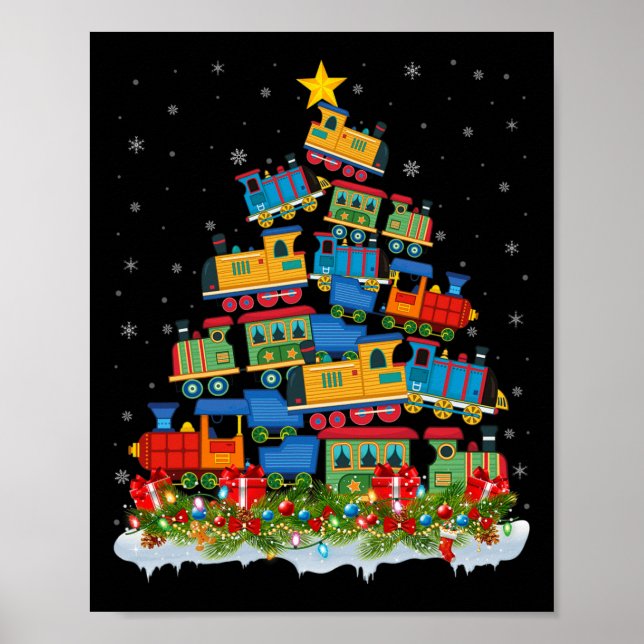 Zug Lover Xmas Tree Weihnachten Poster (Vorne)