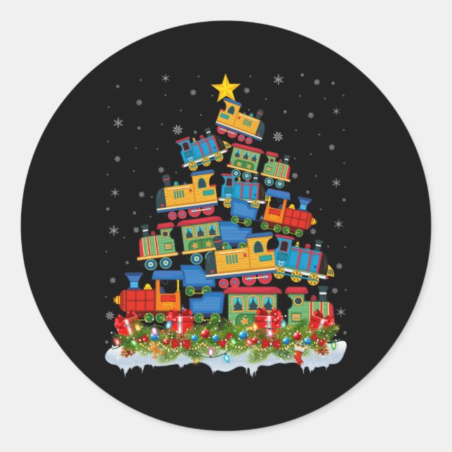 Zug Lover Xmas Tree Weihnachten Runder Aufkleber (Vorderseite)