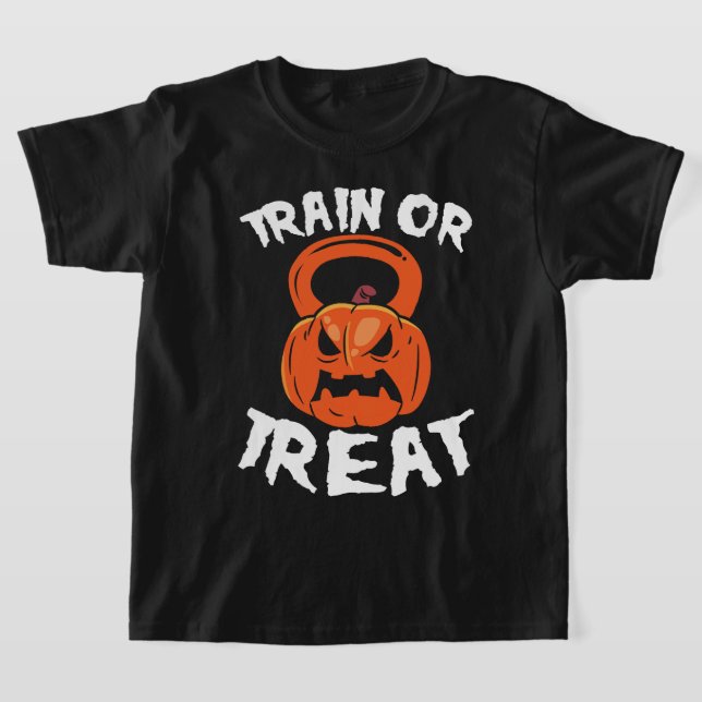 Zug oder Leckerei Halloween Kettlebell Ausrichtung T-Shirt (Ablage )