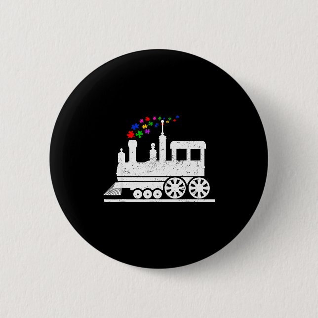 Zug-Puzzleteil Autismus-Bewusstseinsmonat Kinder J Button (Vorderseite)