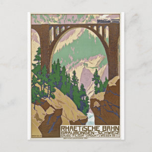 Zug über die Brücke, Graubünden, Schweiz Postkarte