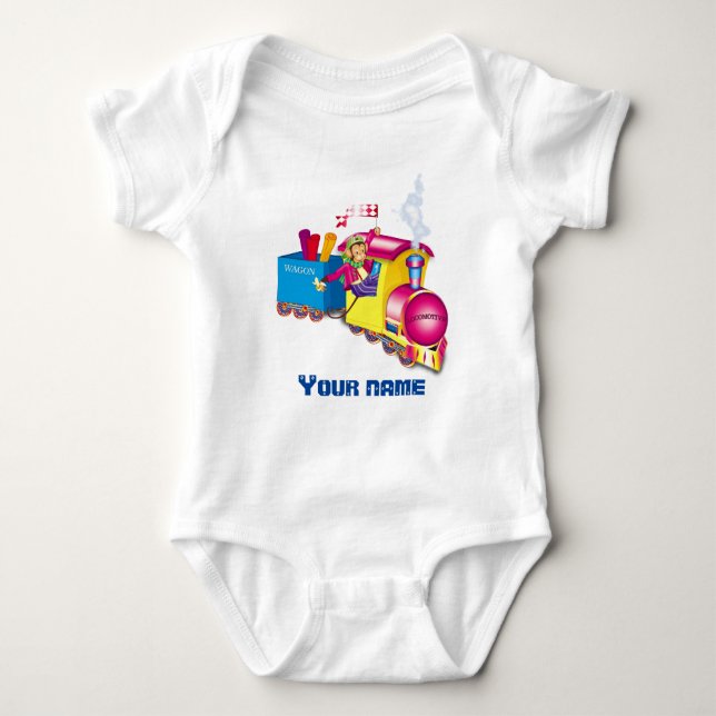 Zug und Auto Baby Strampler (Vorderseite)