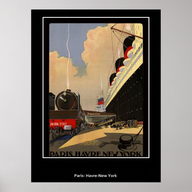 Zug von Paris nach Havre und New York Poster (Vorne)