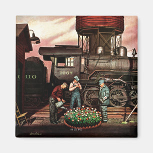 Zug-Yard-Blumen-Garten durch Stevan Dohanos Magnet