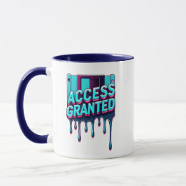 Zugang gewährt | Retro-Tech & Cybersicherheit Disk Tasse