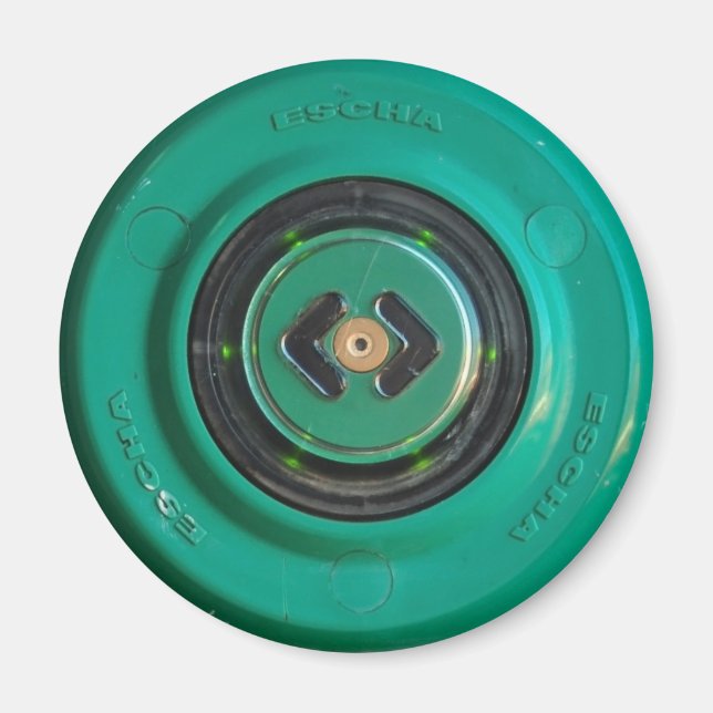 Zugang zum Zugeingang durch einen grünen Knopfsens Magnet (Vorne)