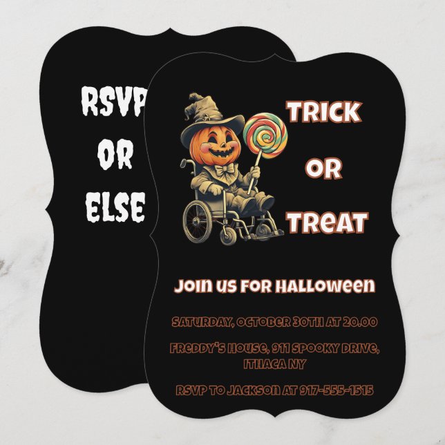 Zugängliches Kürbislaterne-Halloween-Party Einladung (Vorne/Hinten)