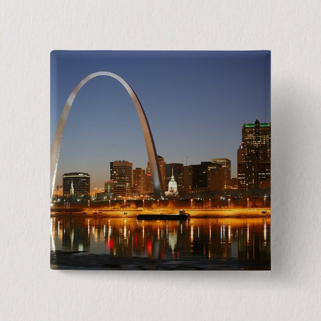 Zugangs-Bogen St. Louis Mississippi nachts Button (Vorderseite)