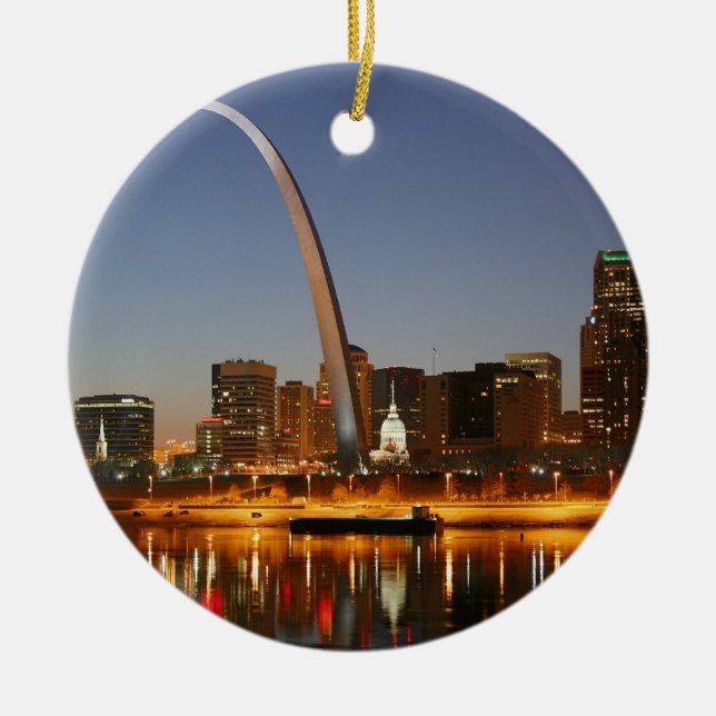Zugangs-Bogen St. Louis Mississippi nachts Keramikornament (Vorne)
