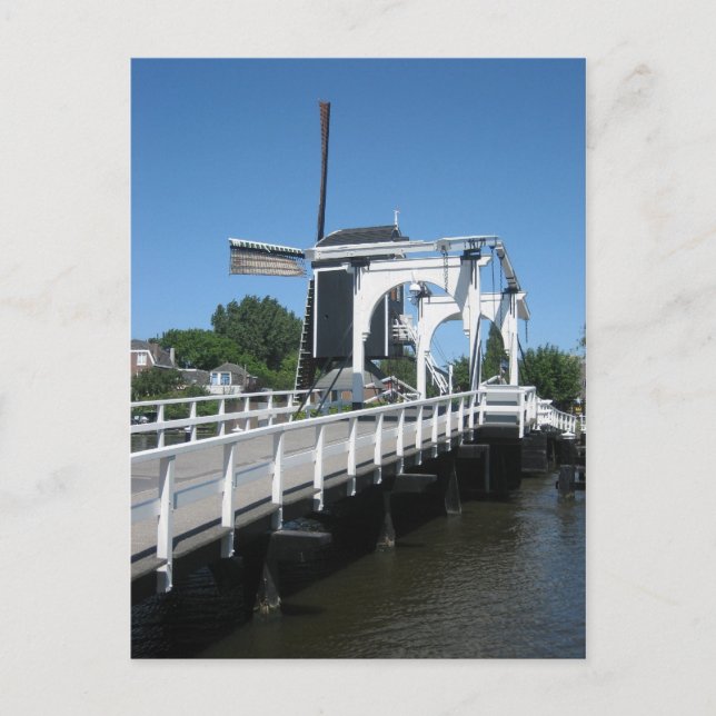 Zugbrücke und Windmühle Postkarte (Vorderseite)