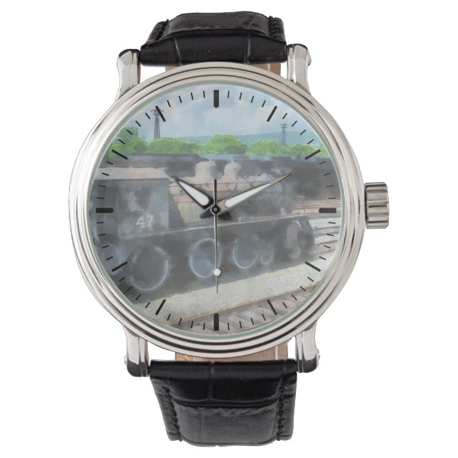 Züge - Alte Lokomotive Armbanduhr (Vorderseite)