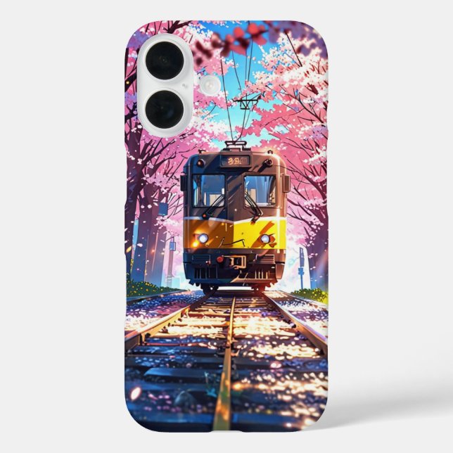 Züge durch Blüten - Anime Spring Journey iPhone 16 Hülle (Rückseite)