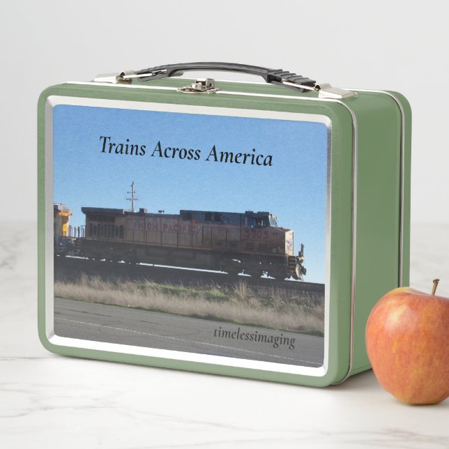 Züge für Kinder quer durch Amerika Lunch Box. Metall Brotdose (Beispiel)