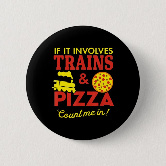 Züge und Pizza Fun Autismus Bewusstsein Button (Vorderseite)