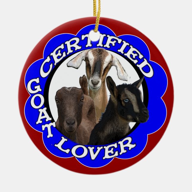 ZUGELASSENE ZIEGEN-LIEBHABER-WEIHNACHTSverzierung Keramik Ornament (Vorne)