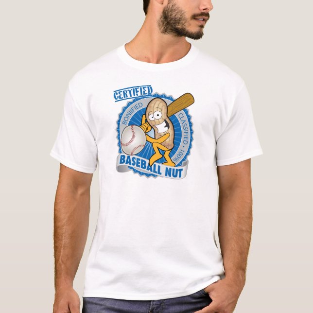 Zugelassener Baseball-Nuss-blauer weißer T-Shirt (Vorderseite)