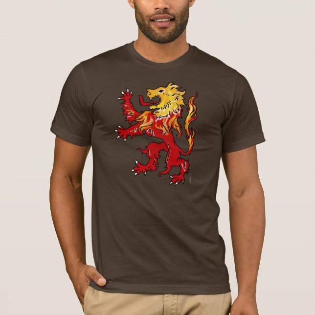Zügelloses Shirt des brennenden Löwes (dunkel) (Vorderseite)