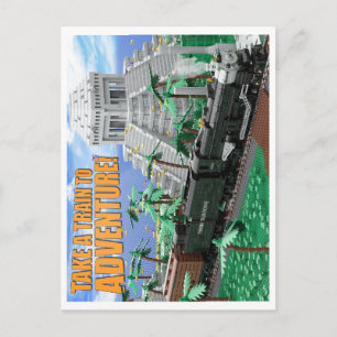 Zugexpedition zu antiken Ruinen Postkarte