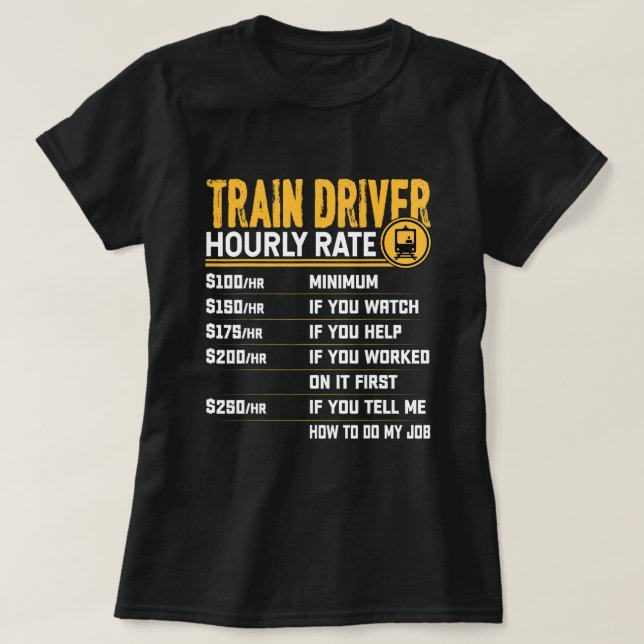 Zugfahrer Stündliche Fahrpreisfreigabe T-Shirt (Design vorne)