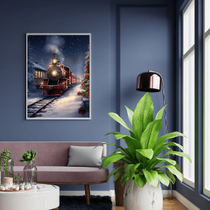 Zugfahrt durch Schneeplakat Poster