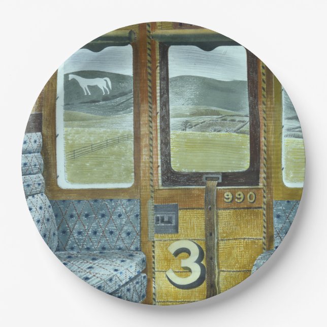 Zuglandschaft (von Eric Ravilious) Pappteller (Vorderseite)