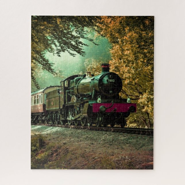 Zuglokomotive Retro Vintage Herbstlaub (Vertikal)