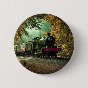 Zuglokomotive Retro Vintage Herbstlaube Button