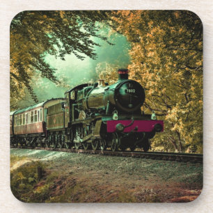 Zuglokomotive Retro Vintage Herbstlaube Getränkeuntersetzer
