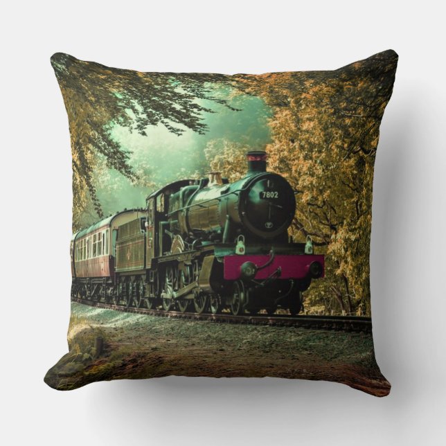 Zuglokomotive Retro Vintage Herbstlaube Kissen (Vorderseite)