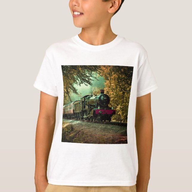 Zuglokomotive Retro Vintage Herbstlaube T-Shirt (Vorderseite)