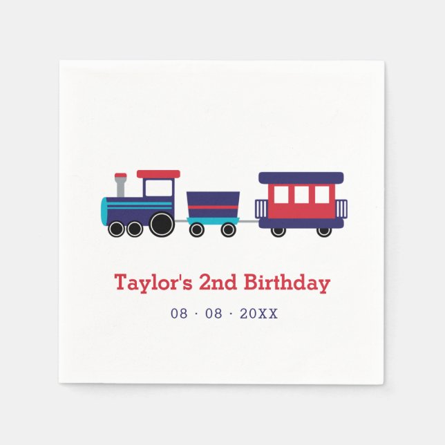 Zugpapier Napkins Kindergeburtstag Serviette (Vorderseite)