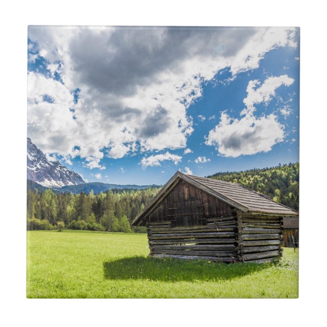 Zugspitze Alm Panorama Garmisch-Partenkirchen Post Fliese (Vorderseite)
