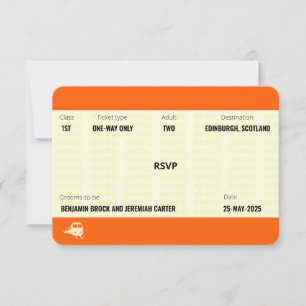 Zugticket-Inspiration   Gay-Hochzeits-RSVP RSVP Karte