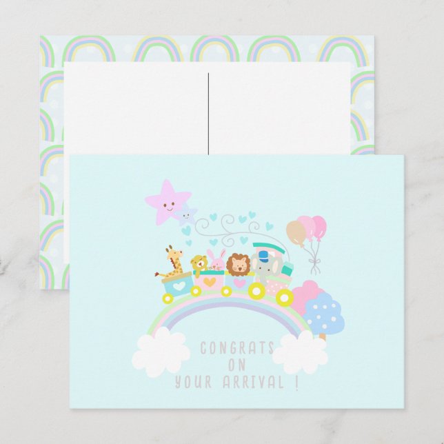 Zugtiere blau postkarte (Vorne/Hinten)