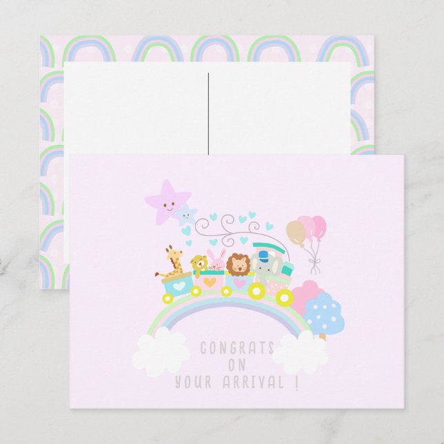 Zugtiere rosa postkarte (Vorne/Hinten)